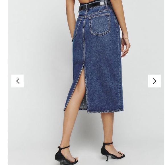 Reformation Jayde High Rise Denim Midi Skirt in Hana Size 26 NWT - Picture 2 of 4
